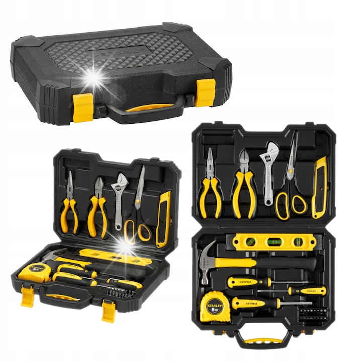 Set unelte 28 elemente Stanley, cromat, in valiza