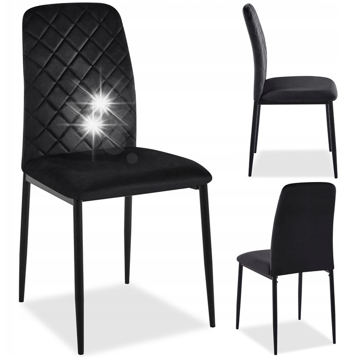 Scaun Maverik Velvet, negru, 90x46x50cm, cu picioare metalice