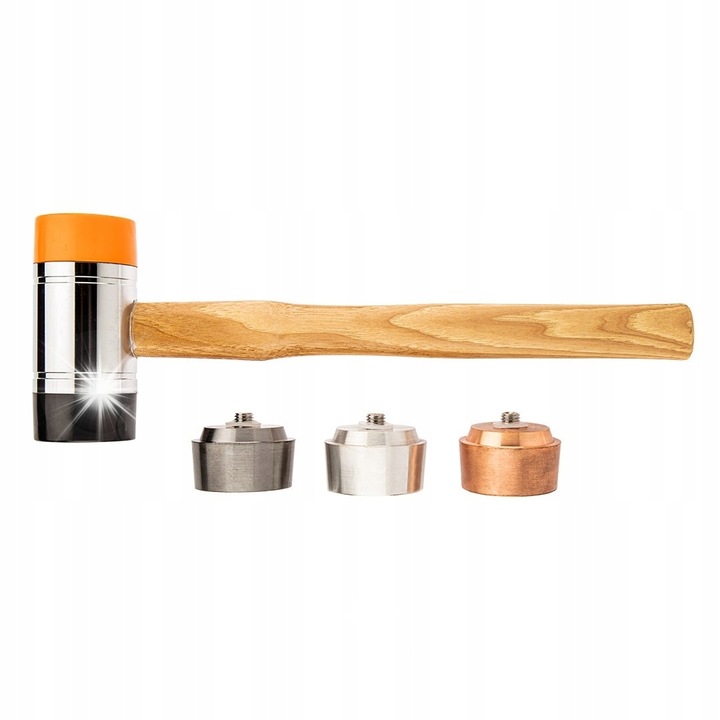 Ciocan de tinichigerie, cu capete interschimbabile, NEO Tools, 1340g, 5 capete, 60mm, lemn