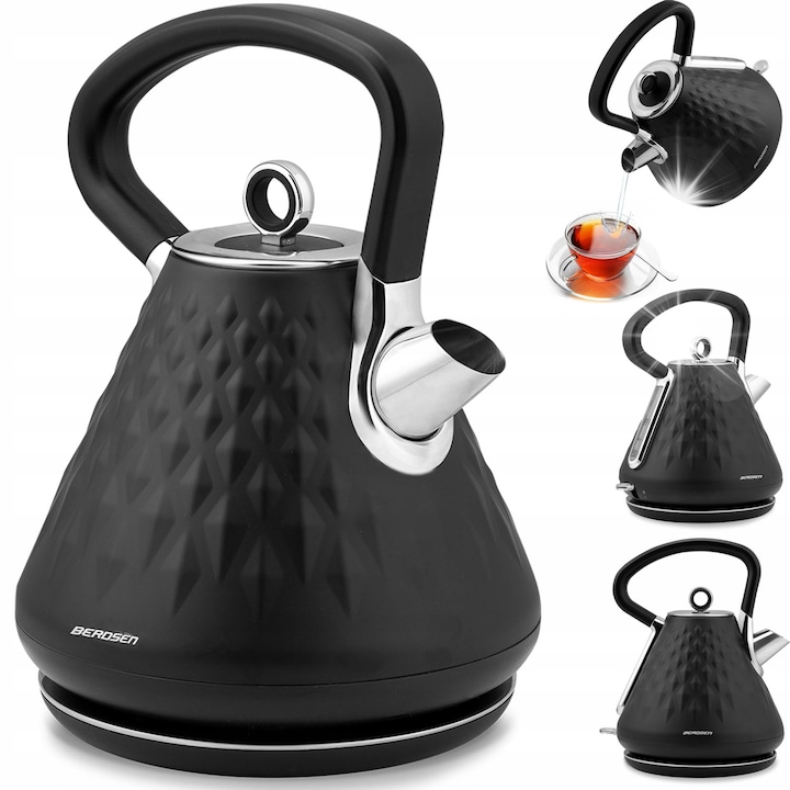 Fierbator WMF Stelio, 1.7 L, 2400 W, iluminat, Negru