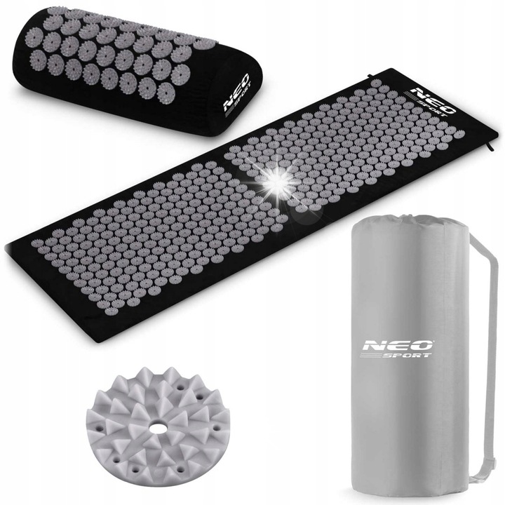 Saltea de acupresura, set cu perna si husa, Neo-Sport, 68x42cm