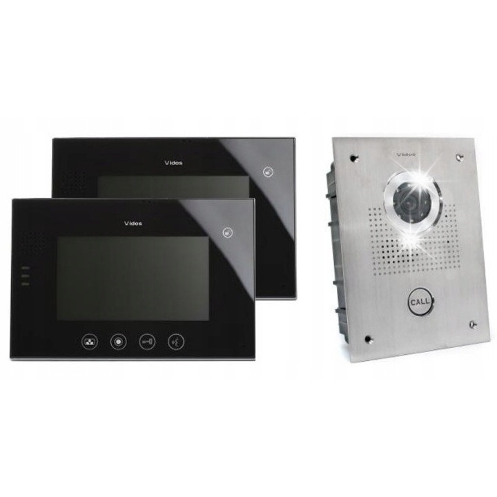 Комплект видеодомофон VIDOS M670B/S551, 2 монитора, 7'', LCD TFT, цветна камера, вграден монтаж