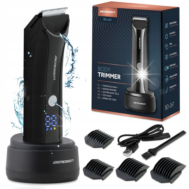 Aparat de tuns si ras Berdsen BD-267, 4 capete, acumulator Li-Ion, 60 min, incarcare rapida, waterproof