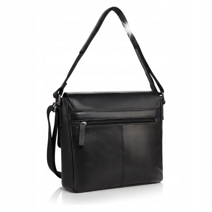 Férfi táska Betlewski Vintage, természetes bőr, fekete