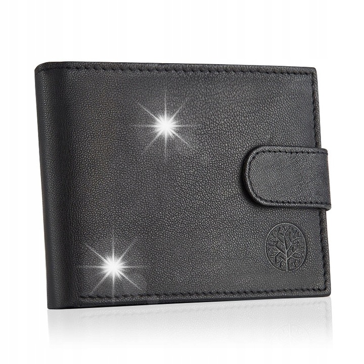 Portofel barbati, Betlewski, piele naturala, protectie RFID, negru, 12 compartimente