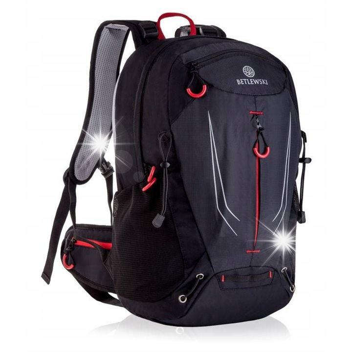 Rucsac Betlewski EPO-4833, negru, 30x18x46cm, loc pentru laptop 15,6 inch, 7 buzunare, 1 compartiment, pentru barbati