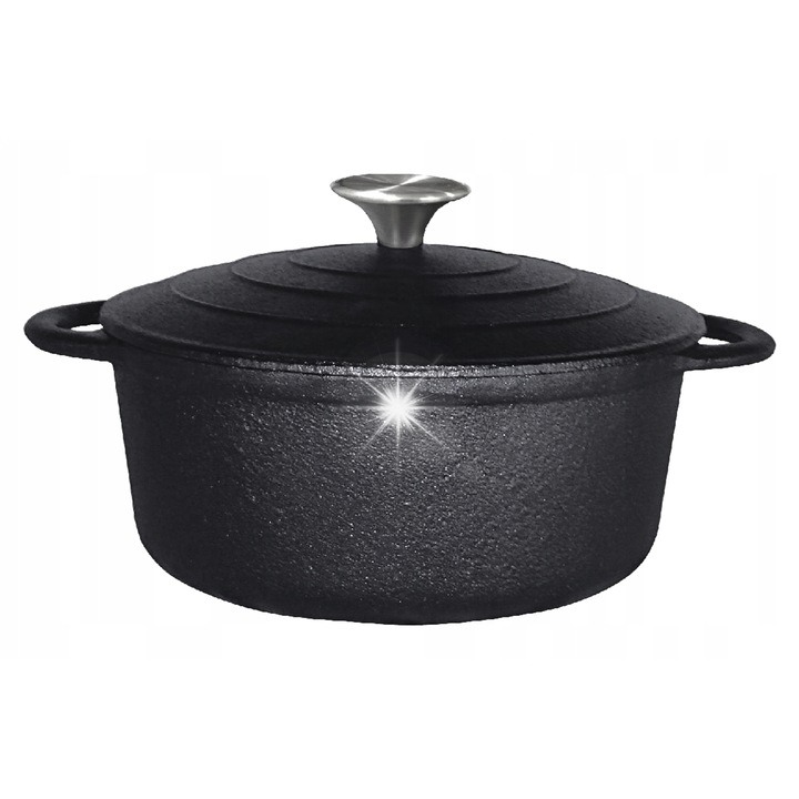 Oala din fonta Brunbeste 2.6L, 20cm, neagra, cu capac