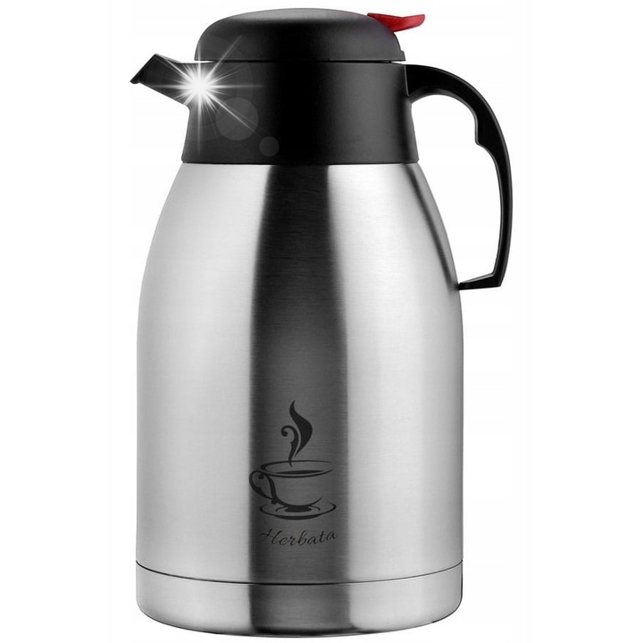 Tadar Termosz 2 literes, rozsdamentes acél, nyitómechanizmus, vákuumszigetelés, 14.2x26.3x17cm