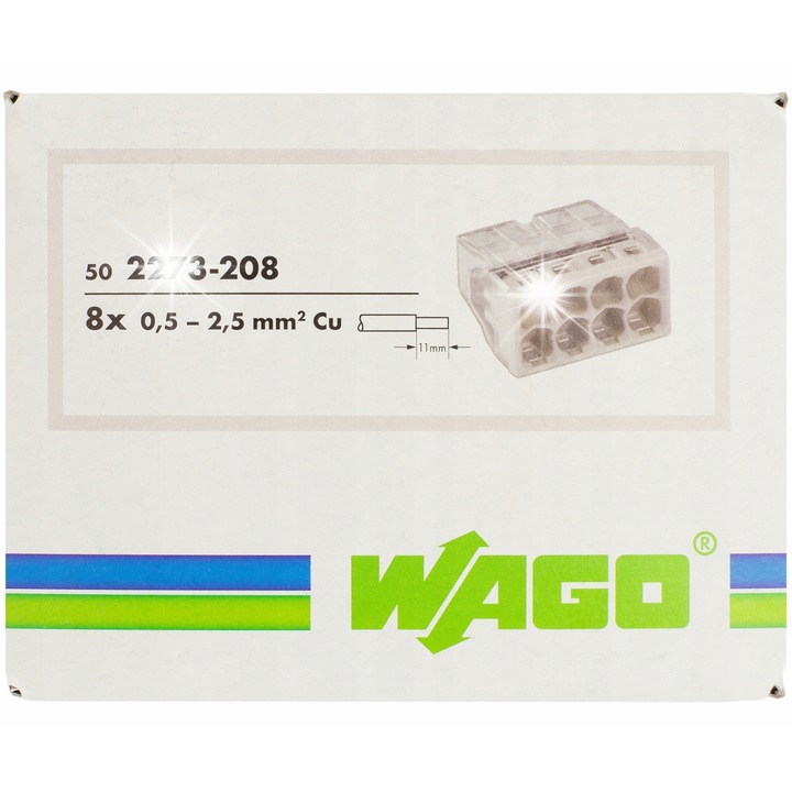 Conector electric Wago, 8 terminale, 0,5-2,5 mm, 18x10,4x16,7mm