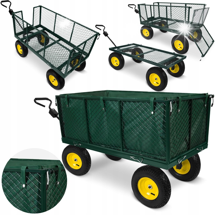 Carucior multifunctional pentru gradina, HUMBERG, 250L, 250kg, 102x52x41cm, roti umflate