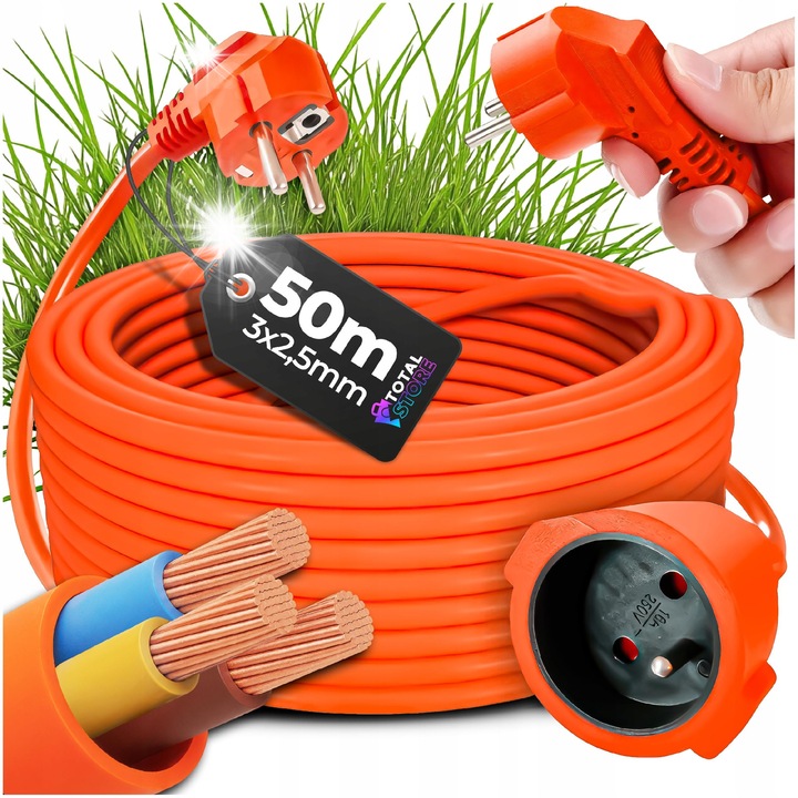 Prelungitor gradina 50m, totalstore, 3x2,5mm, IP44, port unic