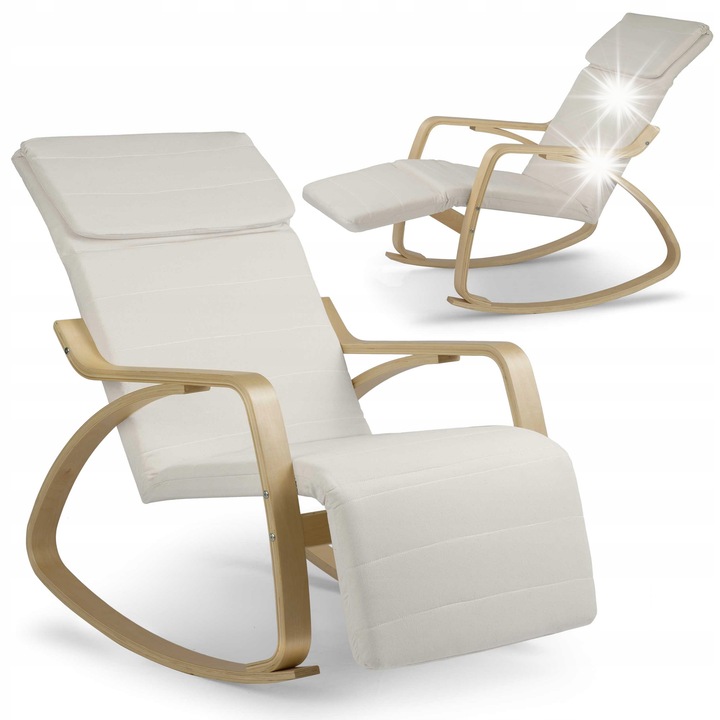 Fotoliu buclucas din lemn, Sofotel, cu perne moi, suport reglabil, 67x136x93cm