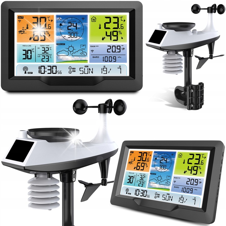 Statie meteorologica, Berdsen, wireless, higrometru, negru, set cu senzor extern