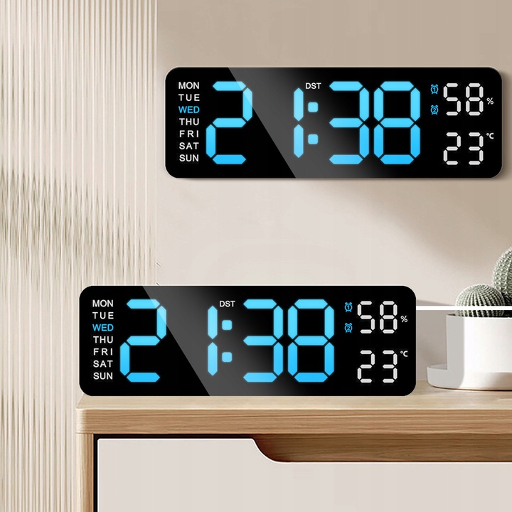 13 hüvelykes LED digitális óra, Renew Force, zöld, időzítő, két ébresztő, teljes készlet