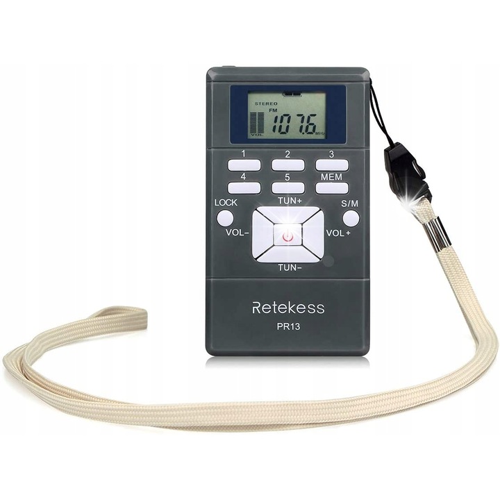 Radio portabil FM Retekess, compact, usor, 9x6x1,6cm