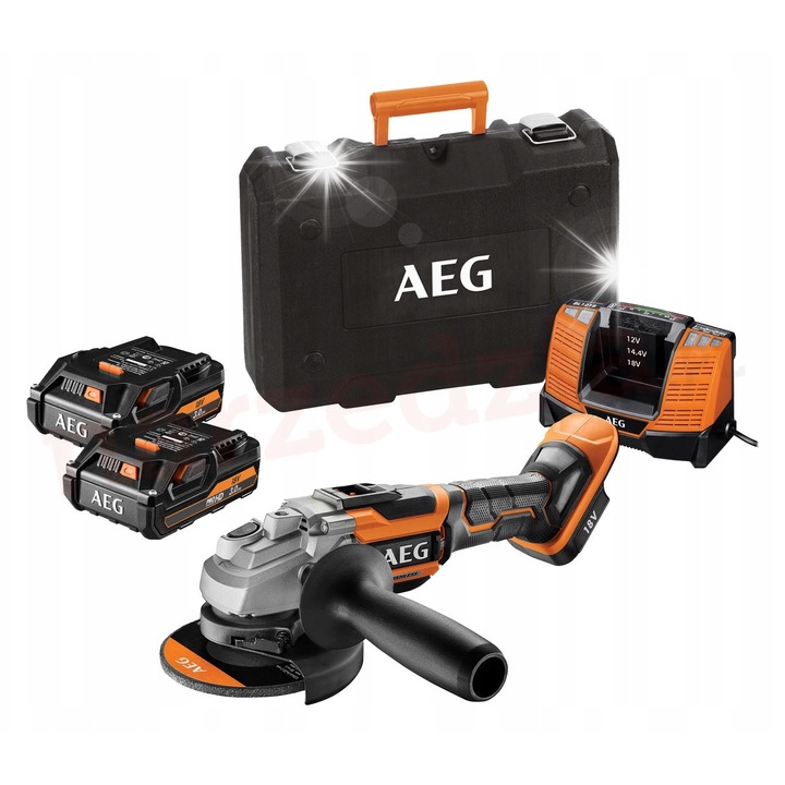 Polizor unghiular fara fir AEG BEWS18-125BL-502C 125mm 18V 5Ah, cu 2 acumulatori si valiza