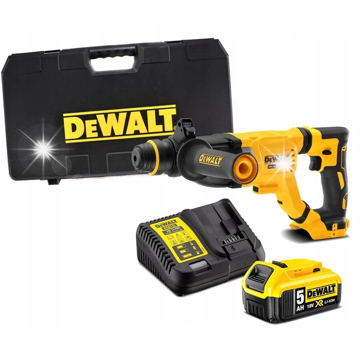 Ротоперкутор DeWalt DCH263P1, 18V, 3J, черен/жълт