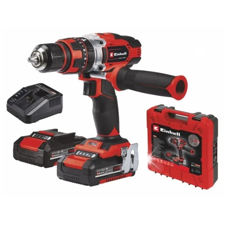 Акумулаторна бормашина Einhell TE-CD 18/48 Li-i, 2 батерии 2,0Ah, LED осветление, куфар за транспорт