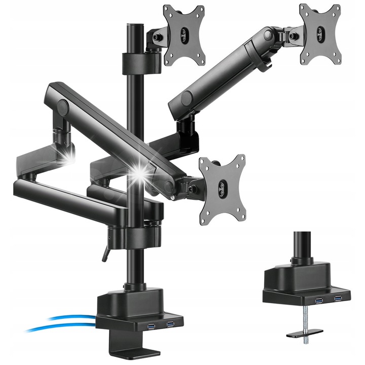 Suport pentru monitoare, Maclean, Triplu, 17-27", Reglabil