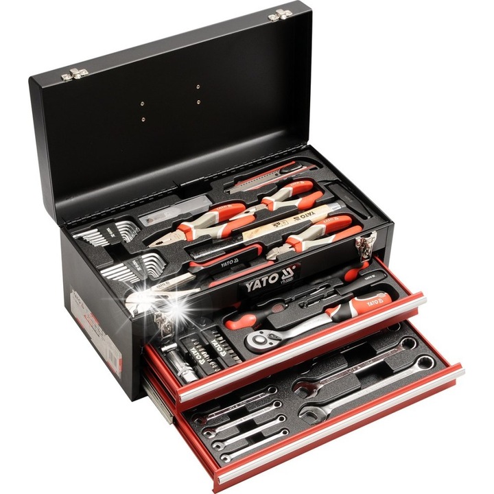 Set scule Yato, 80 piese, dimensiuni 10-19mm, 5-13mm, 1/4; 1/2, metal galvanizat