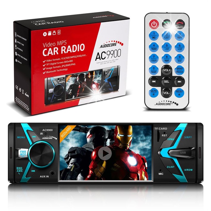 Radio auto Audiocore AC9900 MP5, Bluetooth, 800x480, USB/TF, 4x50W