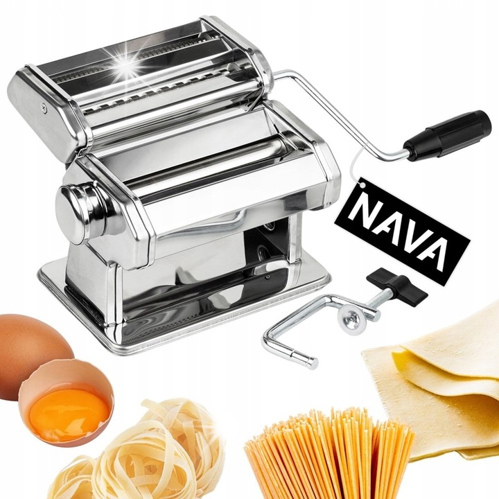 Tészta- és tésztavágó gép, NAVA, rozsdamentes acél, 7 vastagság, 20x21x15cm, ezüst
