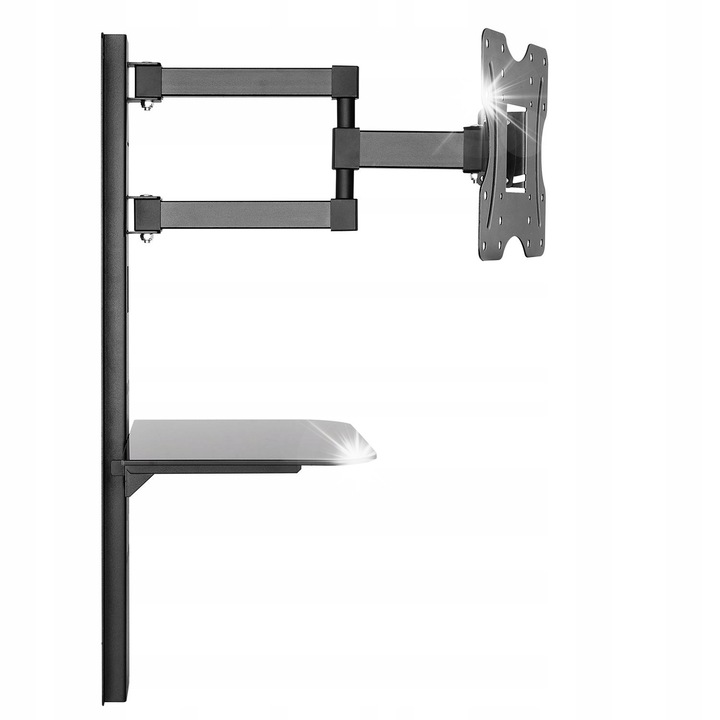 Стойка за телевизор Maclean, 23-42 инча, черна, 30 кг, 720x300x70 мм, с регулируем рафт
