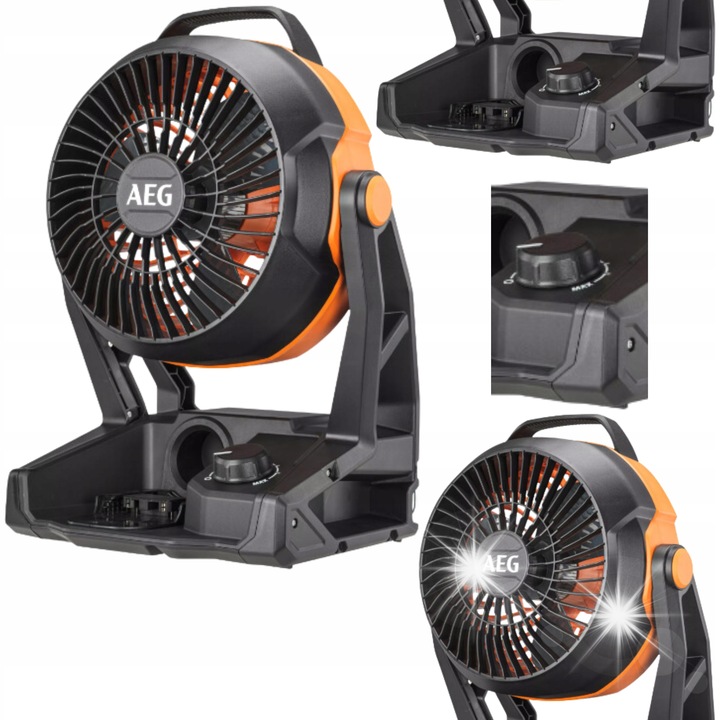 AEG BAF18 hordozható ventilátor, 6 sebességfokozat, 19,5cm, 18V, fekete