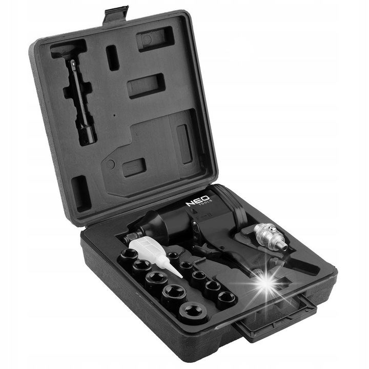 Cheie pneumatica cu impact 1/2", NEO Tools, 320 Nm, set cu 9-27 mm