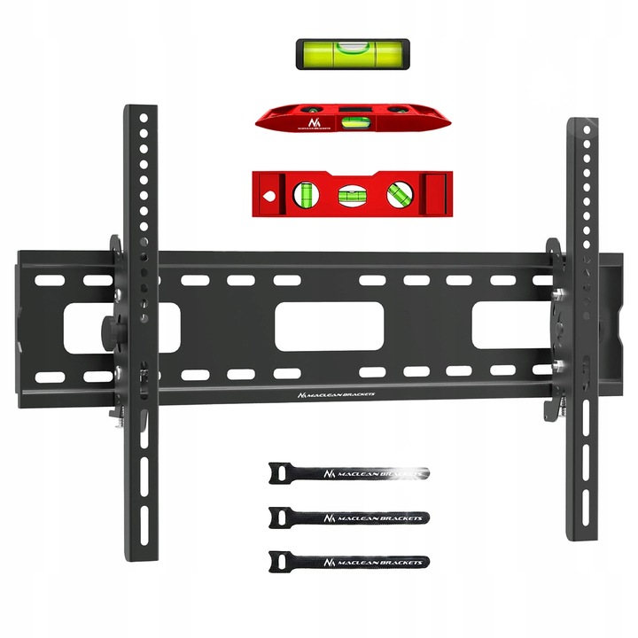 Televízió tartó Maclean MC-421, 32-90", 80kg, dőlésszög beállítás +15--15, fekete, teljes készlet
