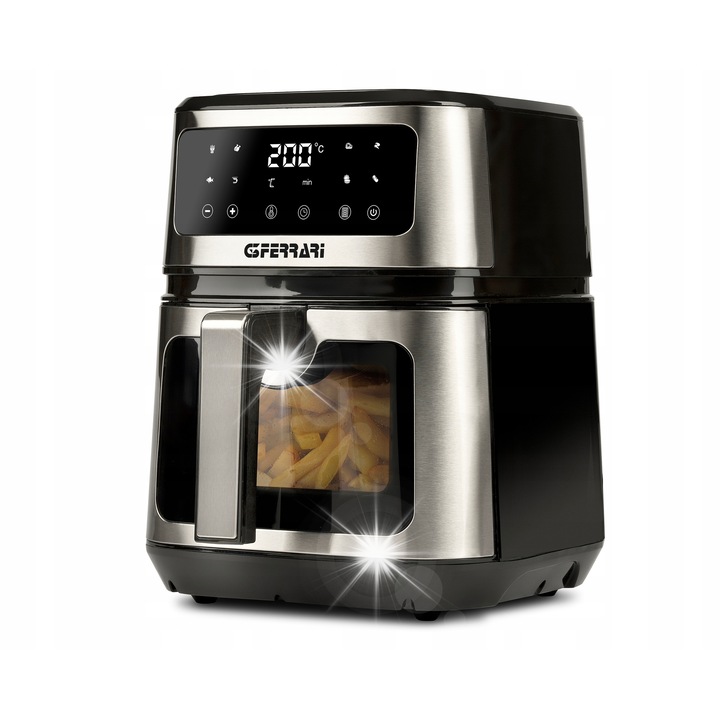Olaj nélküli fritőz G3Ferrari Friggisano 5L 1200W, 8 program, időzítővel, fekete