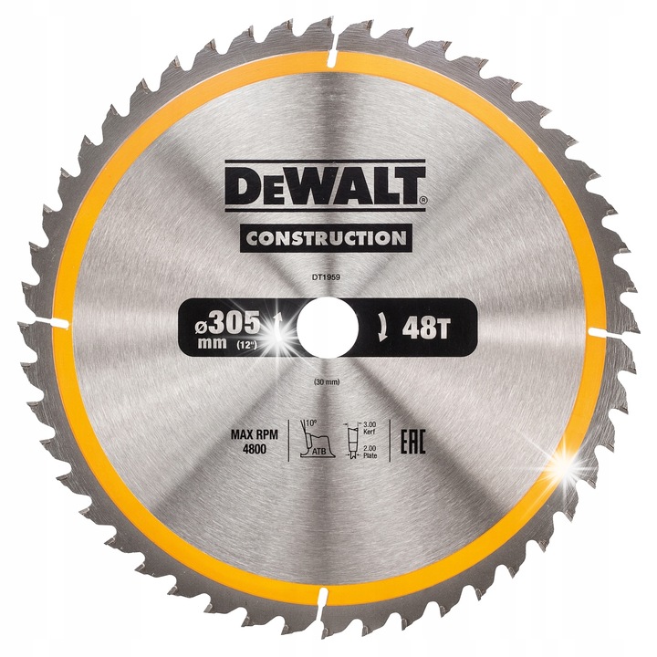 Disc pentru lemn DeWalt 305x30mm, 48 dinti, grosime 2mm, latime 3mm