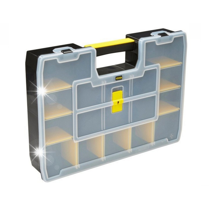 Organizer modular Stanley, 43,1x33,3x8,8cm, negru cu elemente galbene, pentru unelte si accesorii