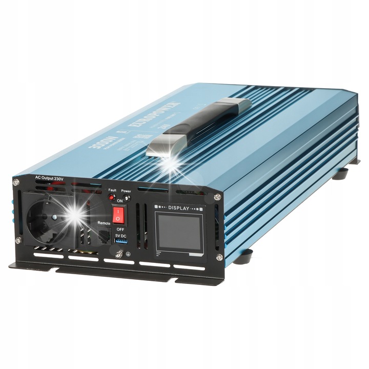 Inverter auto EUROPOWER INV/24/3000/PS/S/B, 6000W, Bluetooth, 24V, 230V AC