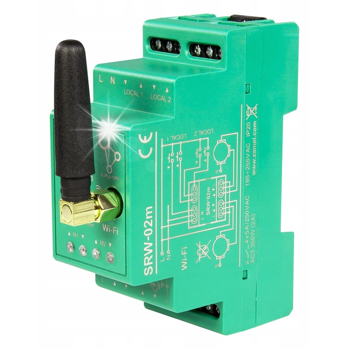 Kit Smart Home Zamel Sterownik Rolet Wi-Fi SRW-02M 230V AC, 2 canale, 90x35x66mm