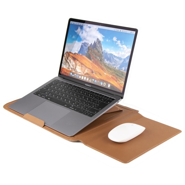 Suport laptop multifuncțional cu aspect de piele, Cellect, Maro