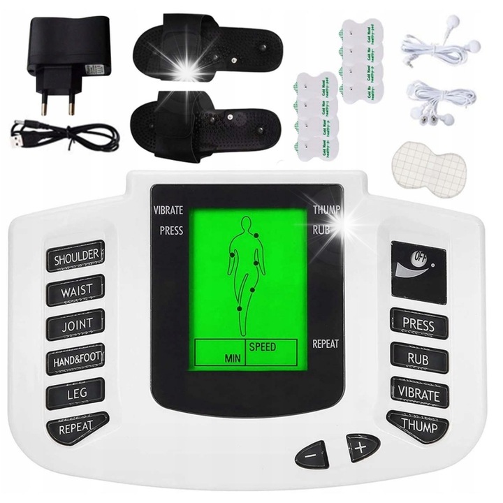 DexXer TENS/EMS masszázskészülék, izomstimuláció, elektródákkal, rehabilitációhoz, sporthoz