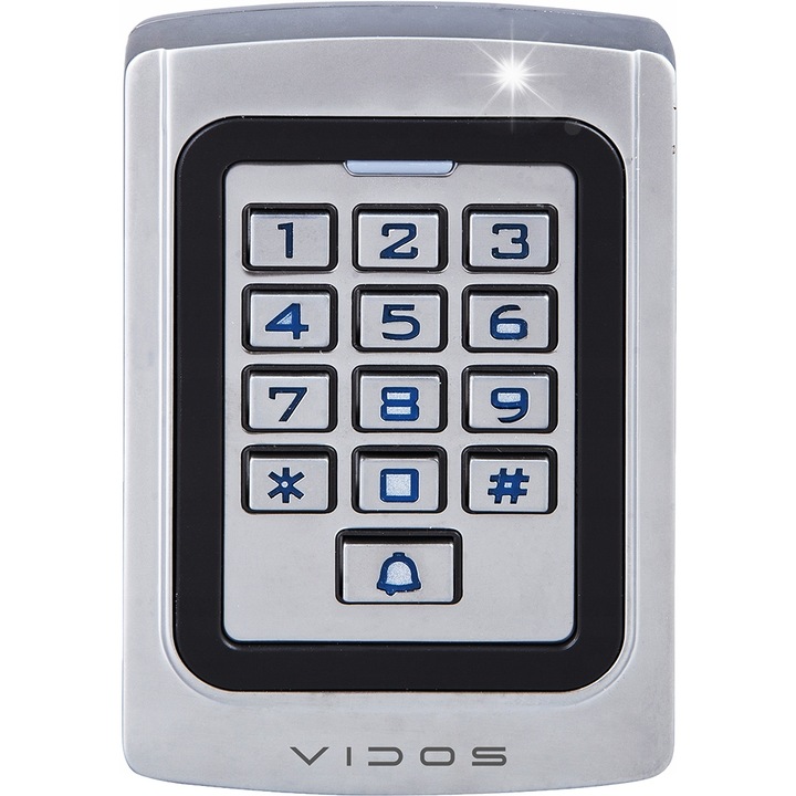 Електрическа брава ZS41, Vidos, четец за карти 125kHz, капацитет 2000 потребители, алуминий, осветяване на клавиатурата