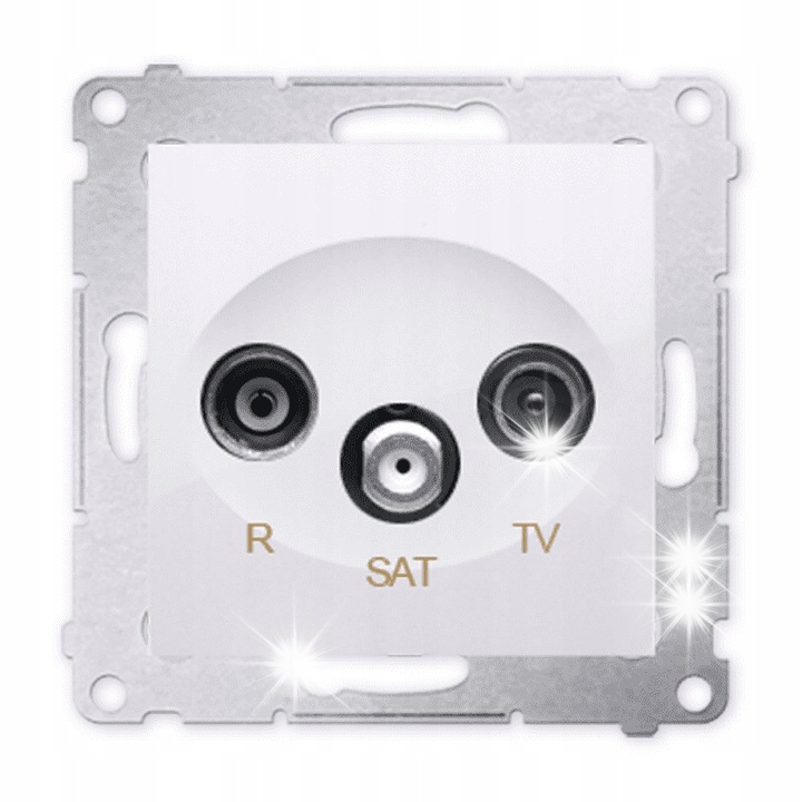 Приземен терминал R-TV-SAT SIMON 54, 3 изхода, бял, тънък монтаж