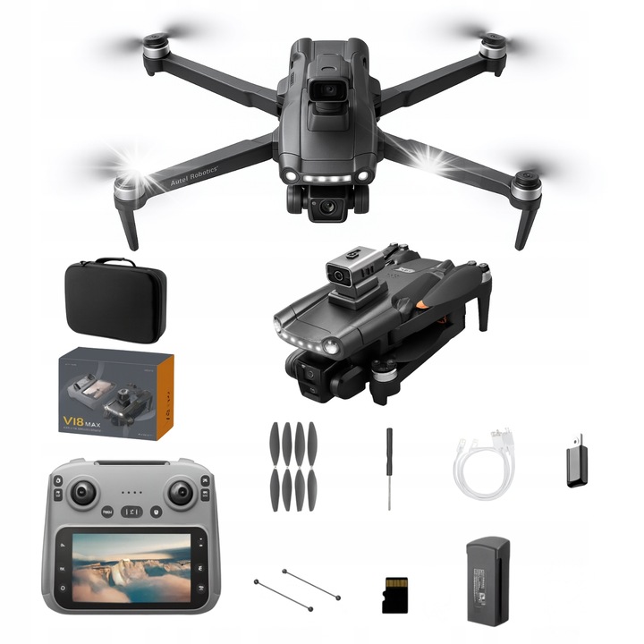 Drón V198 MAX 8K GPS lézer, 8K kamera, 30 perc autonómia, fekete szín, teljes készlet