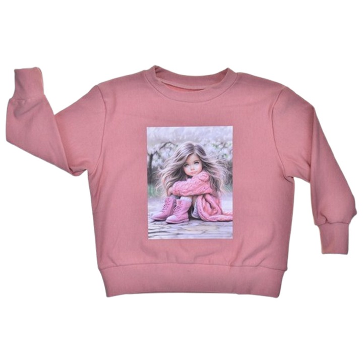 Bluza flausata, pentru fete, Mini Junior 3010R3, Roz 124085
