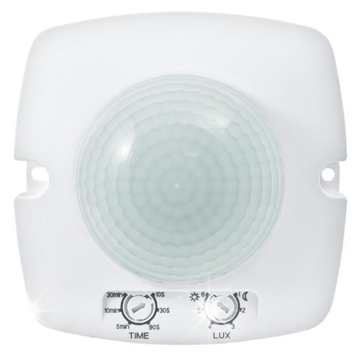 Senzor PIR pasiv MD-06B7, Eura, 360°, alb, 102x101x59mm