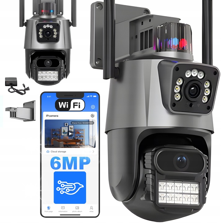 Камера за наблюдение Renew Force Dual Lens 2x3MPX, Wi-Fi, 1080p, нощно виждане, монтаж на стена или таван