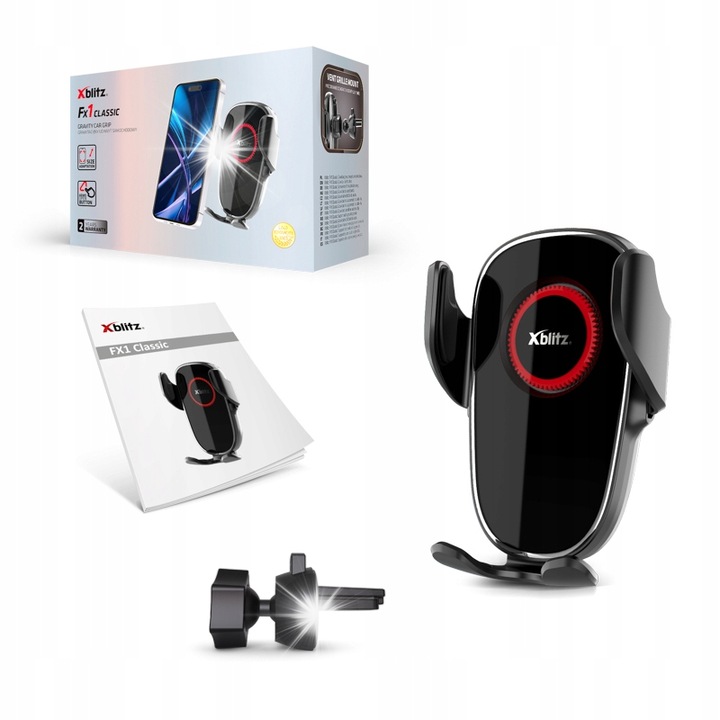 Стойка за кола Xblitz FX1 Classic, гравитационна, черна, за телефони до 9 см, монтаж на вентилационна решетка