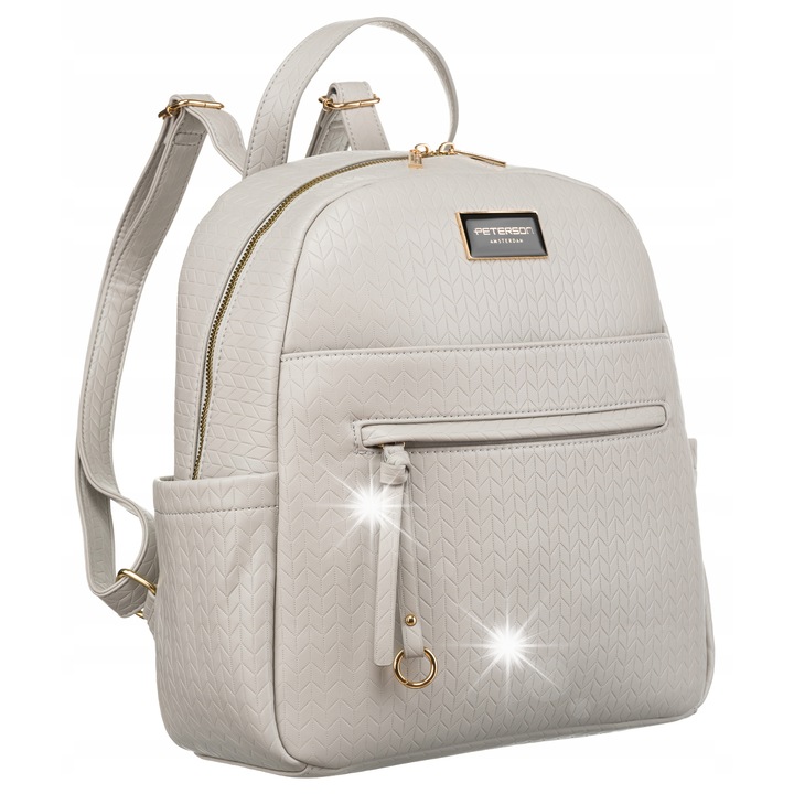 Rucsac dama, Peterson, model PTN T39013, ecologic, gri, 30x33x13cm, 6 buzunare
