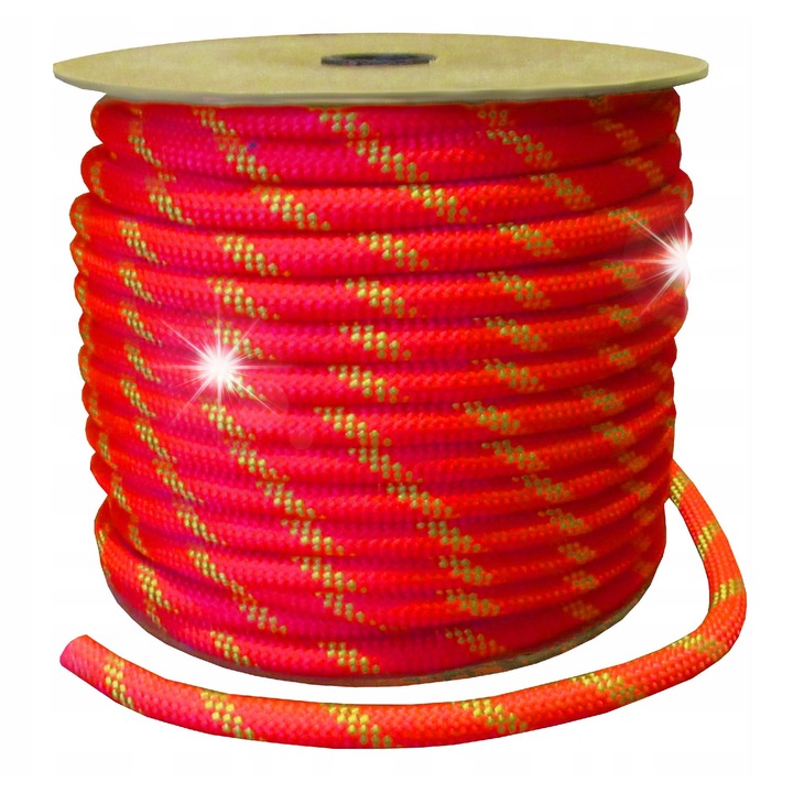 Fonott polipropilén kötél 14mm, 15m, piros, UV álló