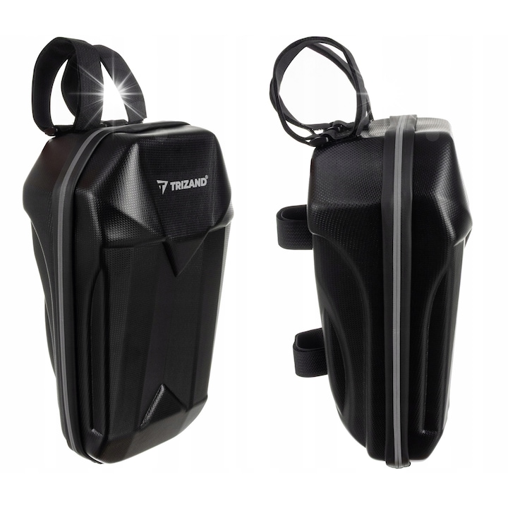 Geanta pentru Trotineta TRIZAND 5L, impermeabila, cu 4 compartimente, neagra, 30x16x11cm