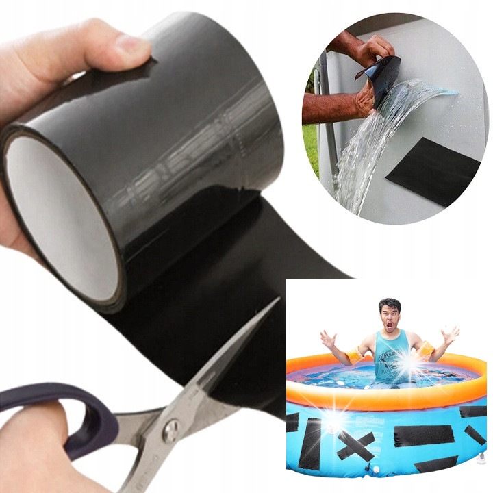 Javító szalag 1,5m, vízálló, medencékhez, matracokhoz, pontonokhoz, fekete színű, 10cm széles