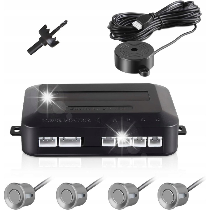 Set de senzori de parcare 4 x senzori cu semnal sonor