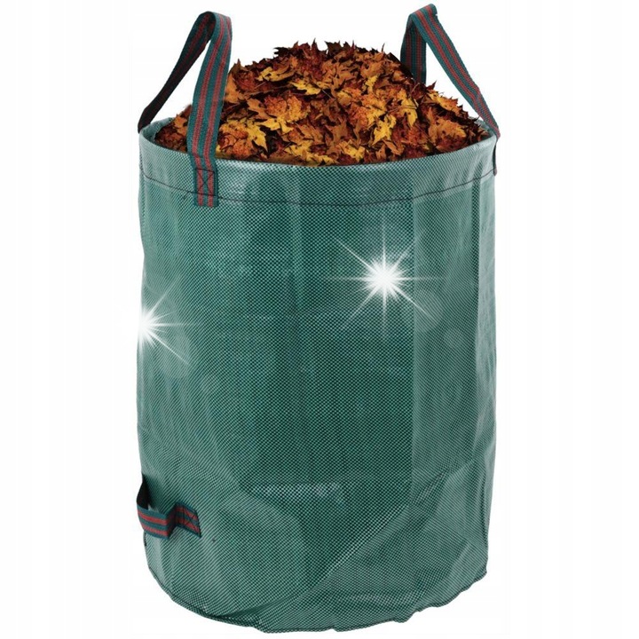 Sac gradinarit pliabil, 120L, verde, pentru frunze si resturi de gradina